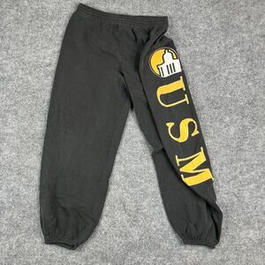 USM Sweatpants Mens Black Size Small Elastic Waist Graphic Athletic Joggers